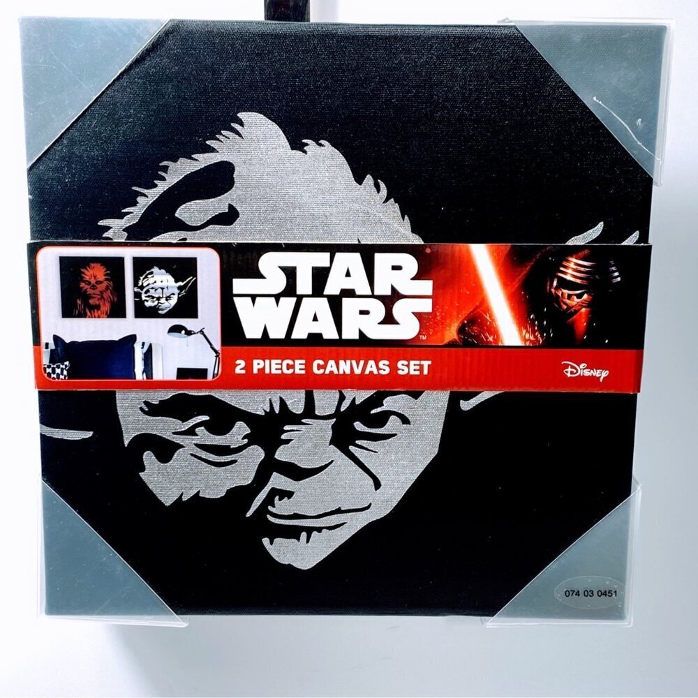 Star Wars Canvas Foil Art Yoda & Chewbacca Set of 2 12x12" - 2015